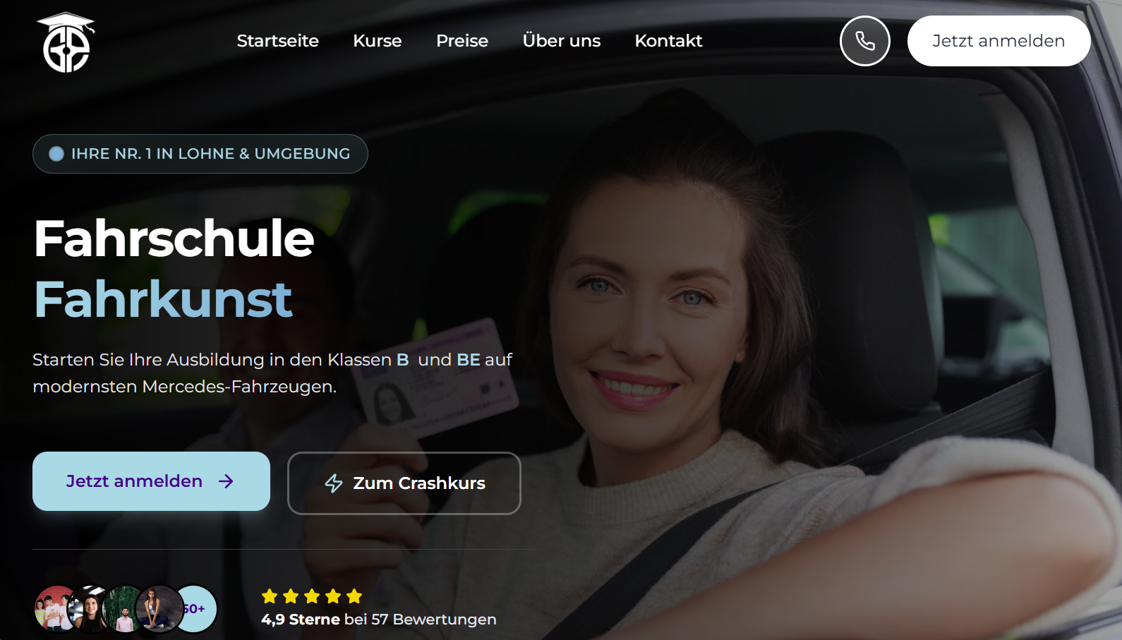 Webdesign-Referenz Fahrschule Fahrkunst – Online-Anmeldung der Fahrschul-Website
